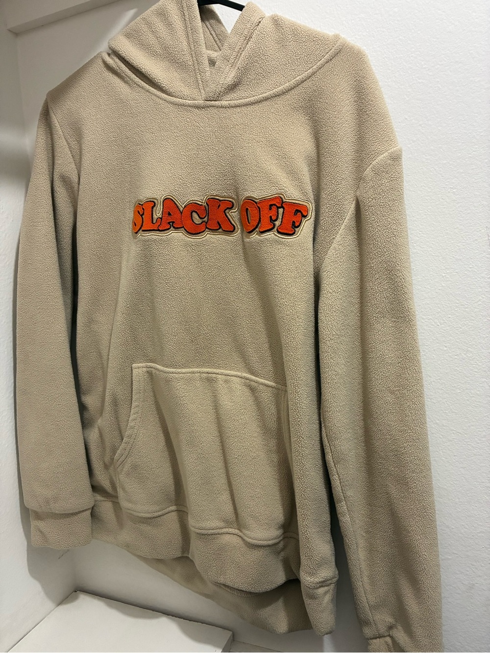 Beige 'SLACK OFF' Graphic Hoodie